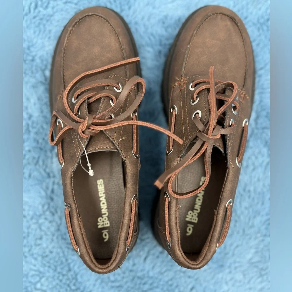 No Boundaries‎ Women's Platform Boat Shoes Brown NWOB Size 6 Y2K 90's